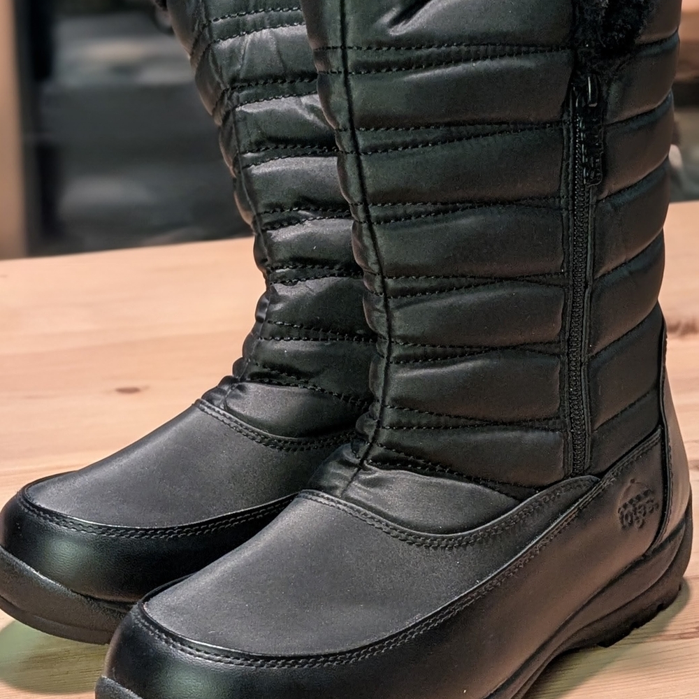 totes Black Quilted Winter Snow Boots